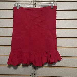 Active USA‎ Red L Smocked Ruffle Tube Top